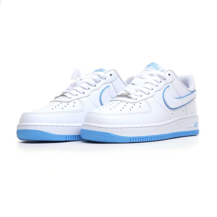 Nike Air Force 1 '07 Low White and Blue Low Top Trainers - Image 1