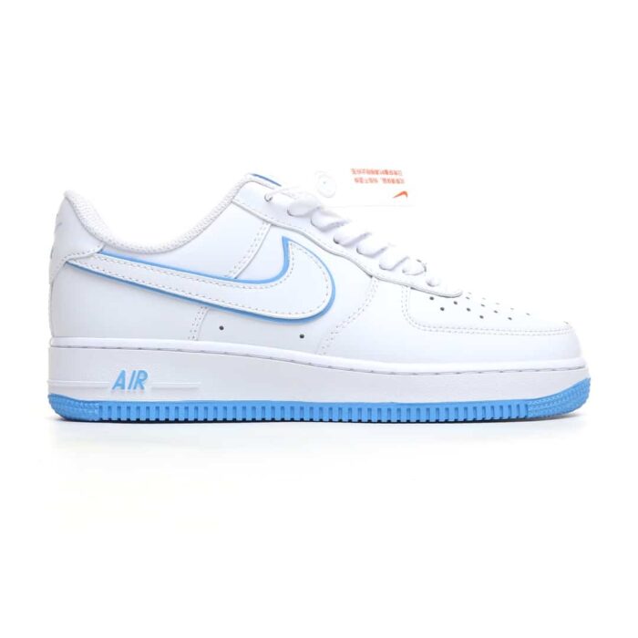 Nike Air Force 1 '07 Low White and Blue Low Top Trainers - Image 3