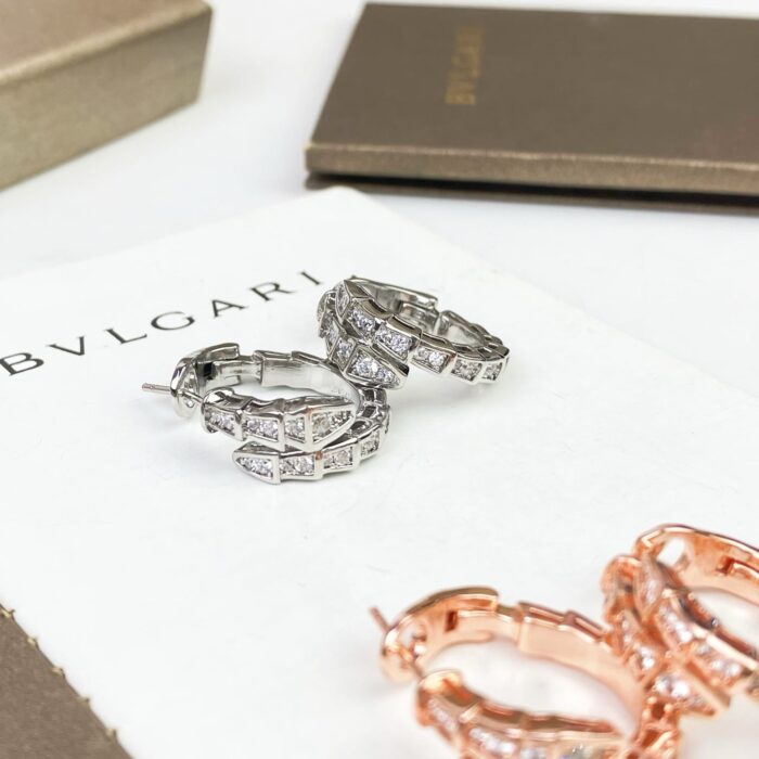Bulgari New Full Diamond Snake Earrings - Image 1