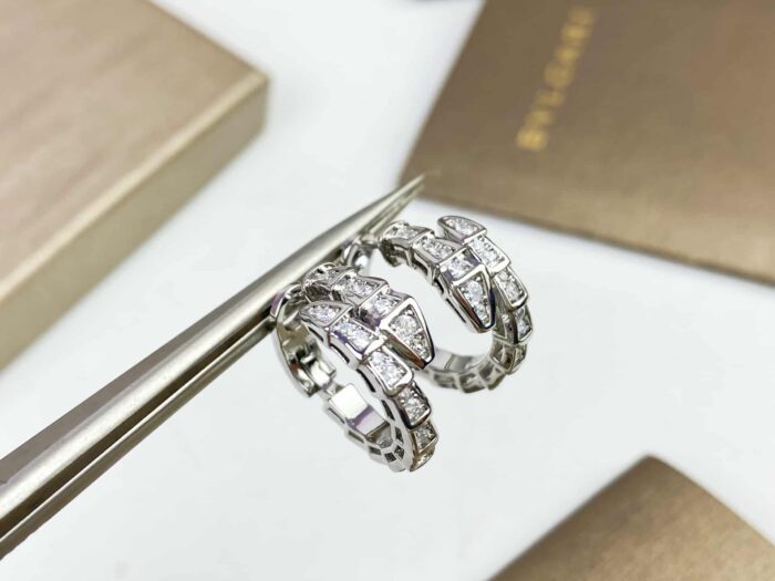 Bulgari New Full Diamond Snake Earrings - Image 2