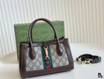 Gucci Jackie 1961 Series Small Tote Bag With Top Handle, Removable Shoulder Strap, Gold-Tone Lock, And Red And Green Stripes. - Image 6