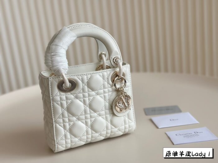 Dior Lambskin Lady Bag Classic Diamond Quilting Embroidery Versatile Style - Image 2