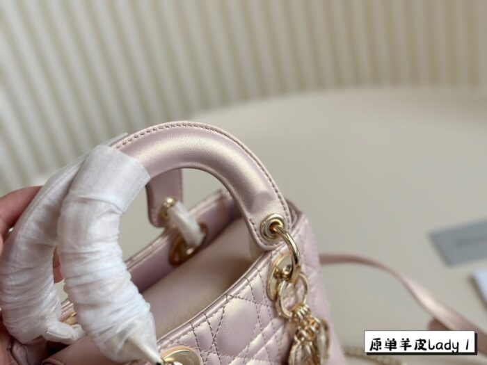 Dior Lambskin Lady Bag Classic Diamond Quilting Embroidery Versatile Style - Image 4
