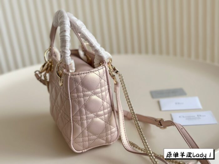 Dior Lambskin Lady Bag Classic Diamond Quilting Embroidery Versatile Style - Image 5