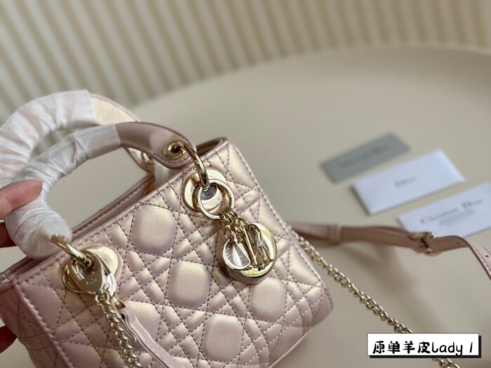 Dior Lambskin Lady Bag Classic Diamond Quilting Embroidery Versatile Style - Image 6