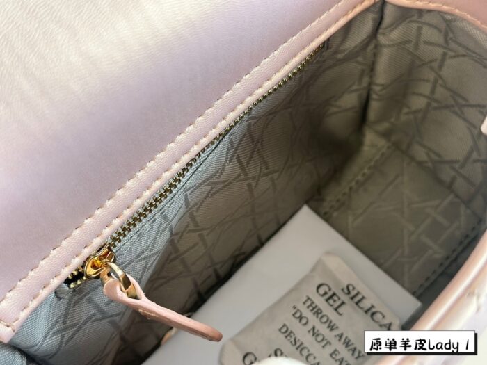 Dior Lambskin Lady Bag Classic Diamond Quilting Embroidery Versatile Style - Image 7