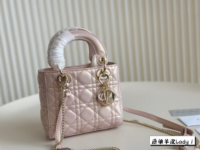 Dior Lambskin Lady Bag Classic Diamond Quilting Embroidery Versatile Style - Image 8