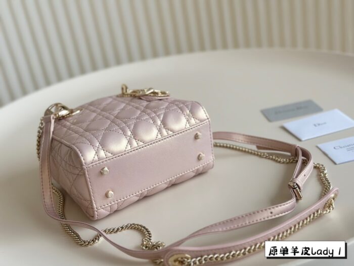 Dior Lambskin Lady Bag Classic Diamond Quilting Embroidery Versatile Style - Image 9
