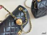 Chanel Classic Black And Gold Sheepskin Golden Ball Square Fat Bag - Image 2