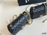 Chanel Classic Black And Gold Sheepskin Golden Ball Square Fat Bag - Image 3