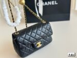 Chanel Classic Black And Gold Sheepskin Golden Ball Square Fat Bag - Image 4