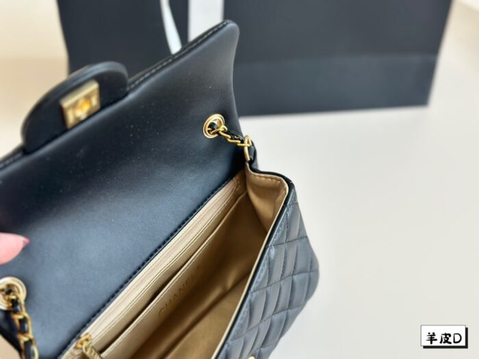Chanel Classic Black And Gold Sheepskin Golden Ball Square Fat Bag - Image 7