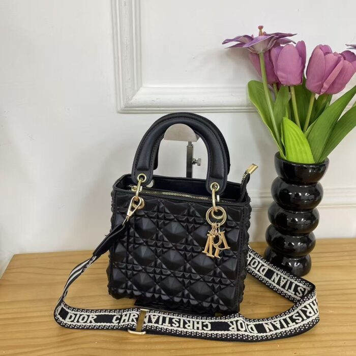 Dior Multi-Color Diamond Grid Handbag - Image 6