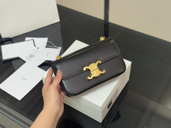Celine Triomphe Collection Black Chain Crossbody Bag - Image 1