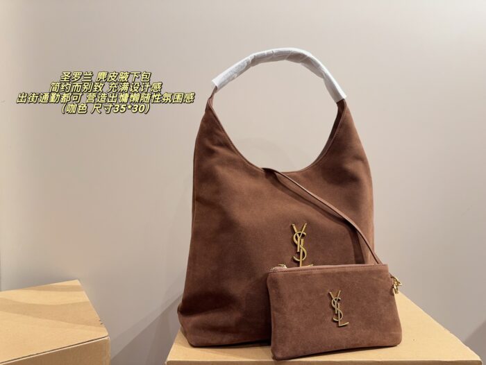 Yves Saint Laurent suede underarm clutch - Image 3