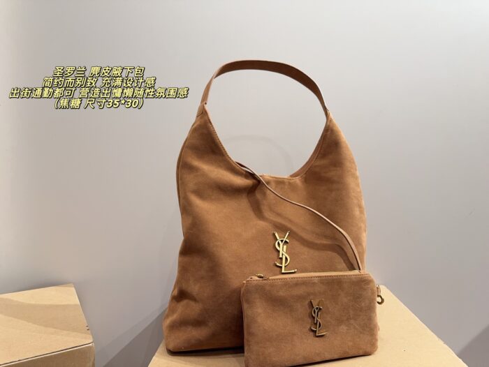 Yves Saint Laurent suede underarm clutch - Image 1