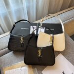 Yves Saint Laurent Crocodile-patterned minimalist leather underarm bag