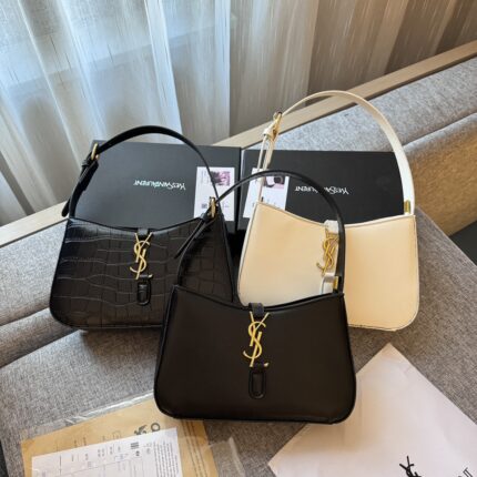 Yves Saint Laurent Crocodile-patterned minimalist leather underarm bag