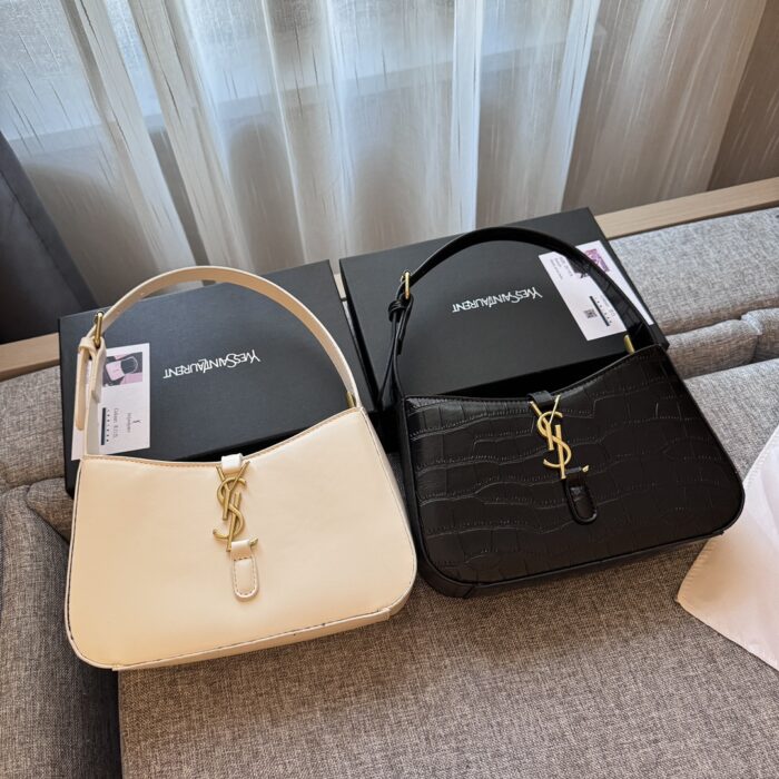 Yves Saint Laurent Crocodile-patterned minimalist leather underarm bag - Image 3