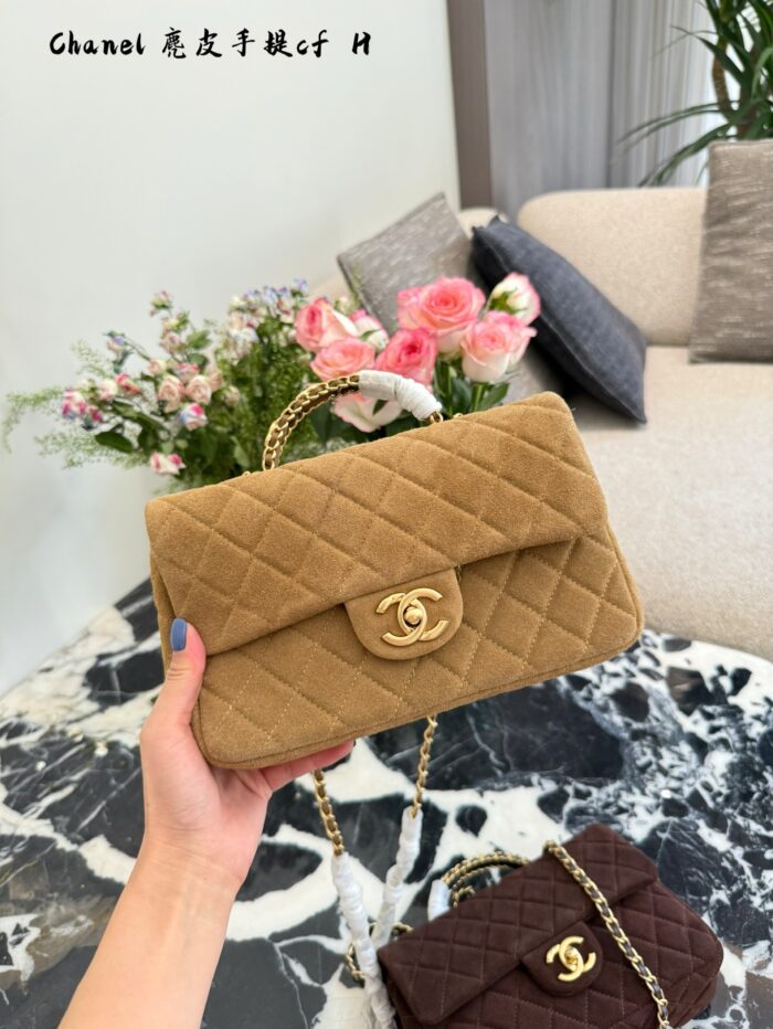 Chanel Suede Double C Wristlet Cf Chain Bag - Image 3