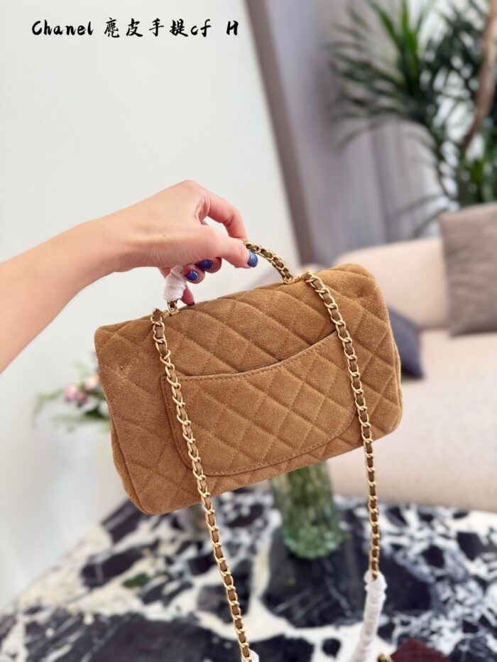 Chanel Suede Double C Wristlet Cf Chain Bag - Image 8
