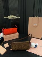 Miu Miu Suede Pencil Case Cylinder Handbag Soft Leather Adorably Cute Ample Capacity - Image 3