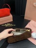 Miu Miu Suede Pencil Case Cylinder Handbag Soft Leather Adorably Cute Ample Capacity - Image 7
