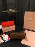 Miu Miu Suede Pencil Case Cylinder Handbag Soft Leather Adorably Cute Ample Capacity - Image 11