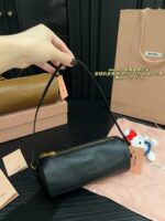 Miu Miu Pencil Case Cylinder Handbag Soft Leather Adorably Cute Ample Capacity - Image 2