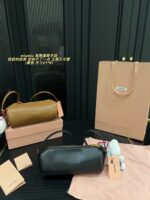 Miu Miu Pencil Case Cylinder Handbag Soft Leather Adorably Cute Ample Capacity - Image 3
