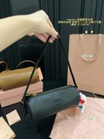 Miu Miu Pencil Case Cylinder Handbag Soft Leather Adorably Cute Ample Capacity - Image 4