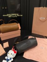 Miu Miu Pencil Case Cylinder Handbag Soft Leather Adorably Cute Ample Capacity - Image 7