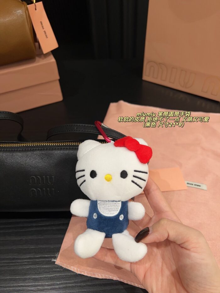 Miu Miu Pencil Case Cylinder Handbag Soft Leather Adorably Cute Ample Capacity - Image 9