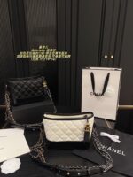 Chanel Gabrielle Black And White Wanderlust Bag Zip Closure Shoulder Or Crossbody Carry Lightweight And Stylish