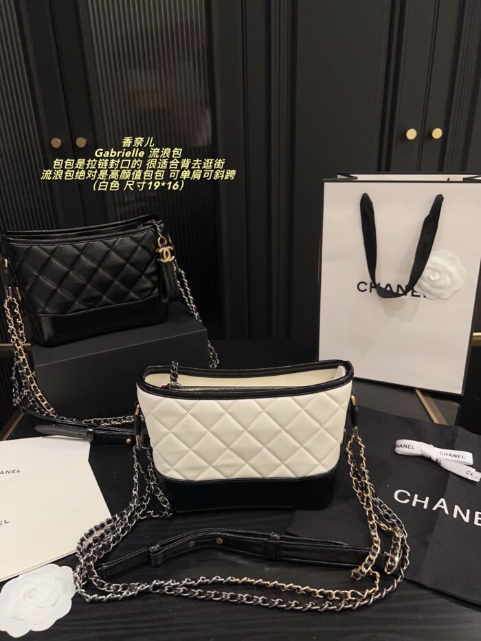 Chanel Gabrielle Black And White Wanderlust Bag Zip Closure Shoulder Or Crossbody Carry Lightweight And Stylish - Image 3