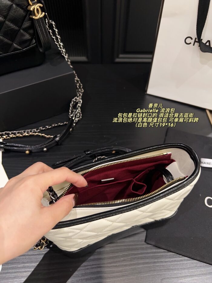 Chanel Gabrielle Black And White Wanderlust Bag Zip Closure Shoulder Or Crossbody Carry Lightweight And Stylish - Image 5