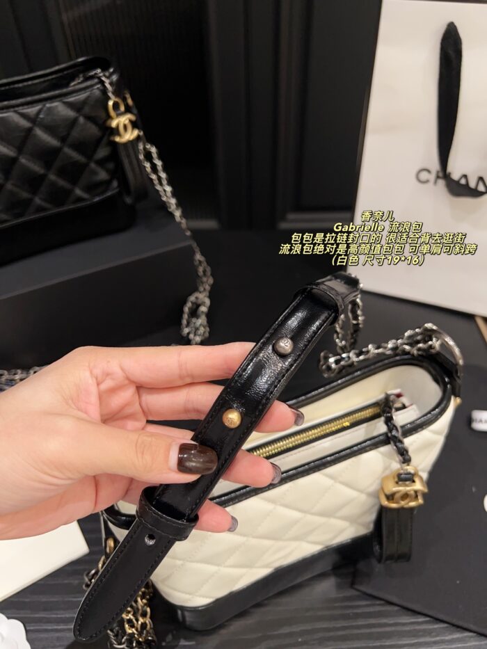Chanel Gabrielle Black And White Wanderlust Bag Zip Closure Shoulder Or Crossbody Carry Lightweight And Stylish - Image 7