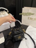 Dior Caro Bucket Bag Classic Cannage Lambskin Generous Capacity Jisoo'S Signature Style - Image 5