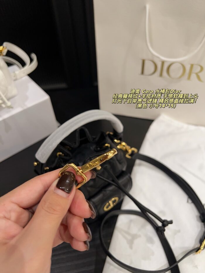 Dior Caro Bucket Bag Classic Cannage Lambskin Generous Capacity Jisoo'S Signature Style - Image 6