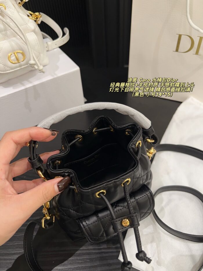 Dior Caro Bucket Bag Classic Cannage Lambskin Generous Capacity Jisoo'S Signature Style - Image 7