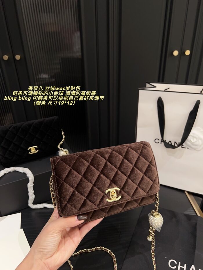 Chanel Velvet Gold Diamond Ball Woc Fortune Bag With Adjustable Diamond-Studded Chain - Image 3