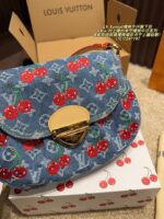 Louis Vuitton X Takashi Murakami Denim Cherry Sunset Underarm Bag - Image 5