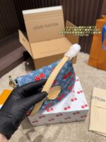 Louis Vuitton X Takashi Murakami Denim Cherry Sunset Underarm Bag - Image 7