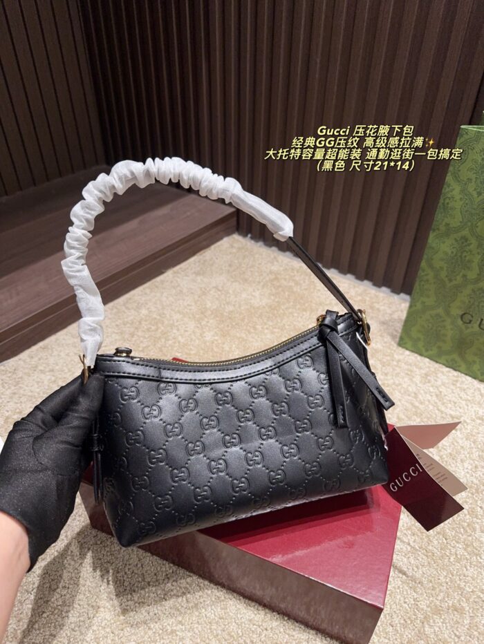 Gucci Classic Gg Monogram Underarm Bag Spacious, Vintage-Chic - Image 13