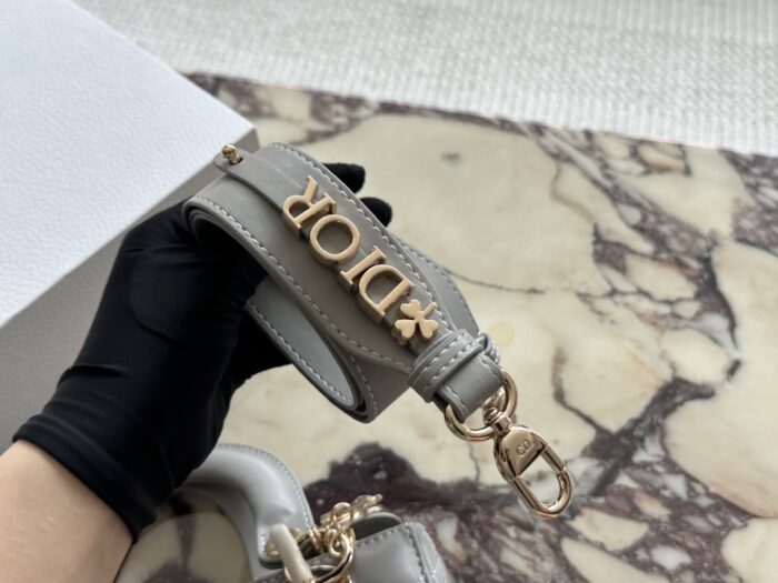 Dior Lady Dior Quad Bag (Letter-Print Wide Strap) Pearlescent High-End Quality - Image 7