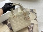 Dior Lady Dior Quad Bag (Letter-Print Wide Strap) Pearlescent High-End Quality - Image 11