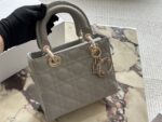 Dior Lady Dior Quad Bag (Letter-Print Wide Strap) Pearlescent High-End Quality - Image 12