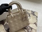 Dior Lady Dior Quad Bag (Letter-Print Wide Strap) Pearlescent High-End Quality - Image 14