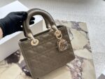 Dior Lady Dior Quad Bag (Letter-Print Wide Strap) Pearlescent High-End Quality - Image 15