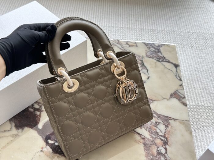 Dior Lady Dior Quad Bag (Letter-Print Wide Strap) Pearlescent High-End Quality - Image 15